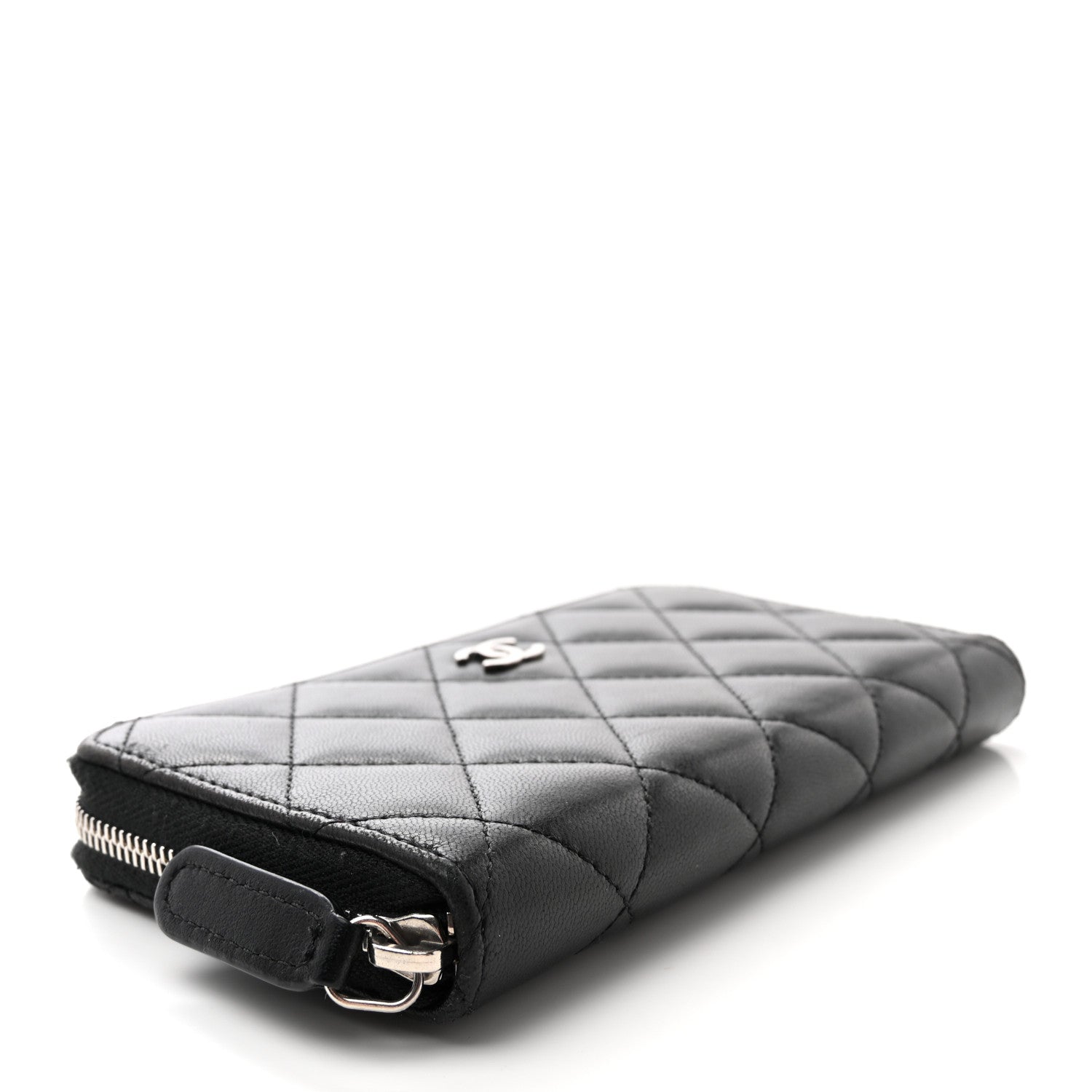Chanel Lambskin Quilted Medium Zip Around Wallet Black 4 of 10