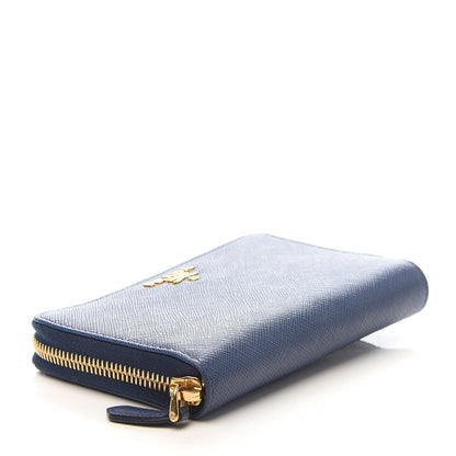 Prada Saffiano Metal Zip Around Wallet Bluette 4 of 9