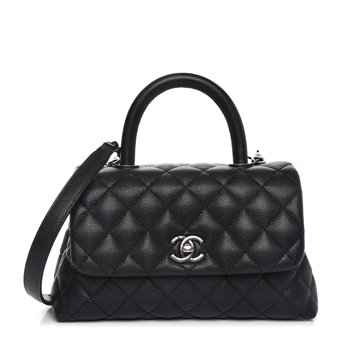 Caviar Quilted Mini Coco Handle Flap Black