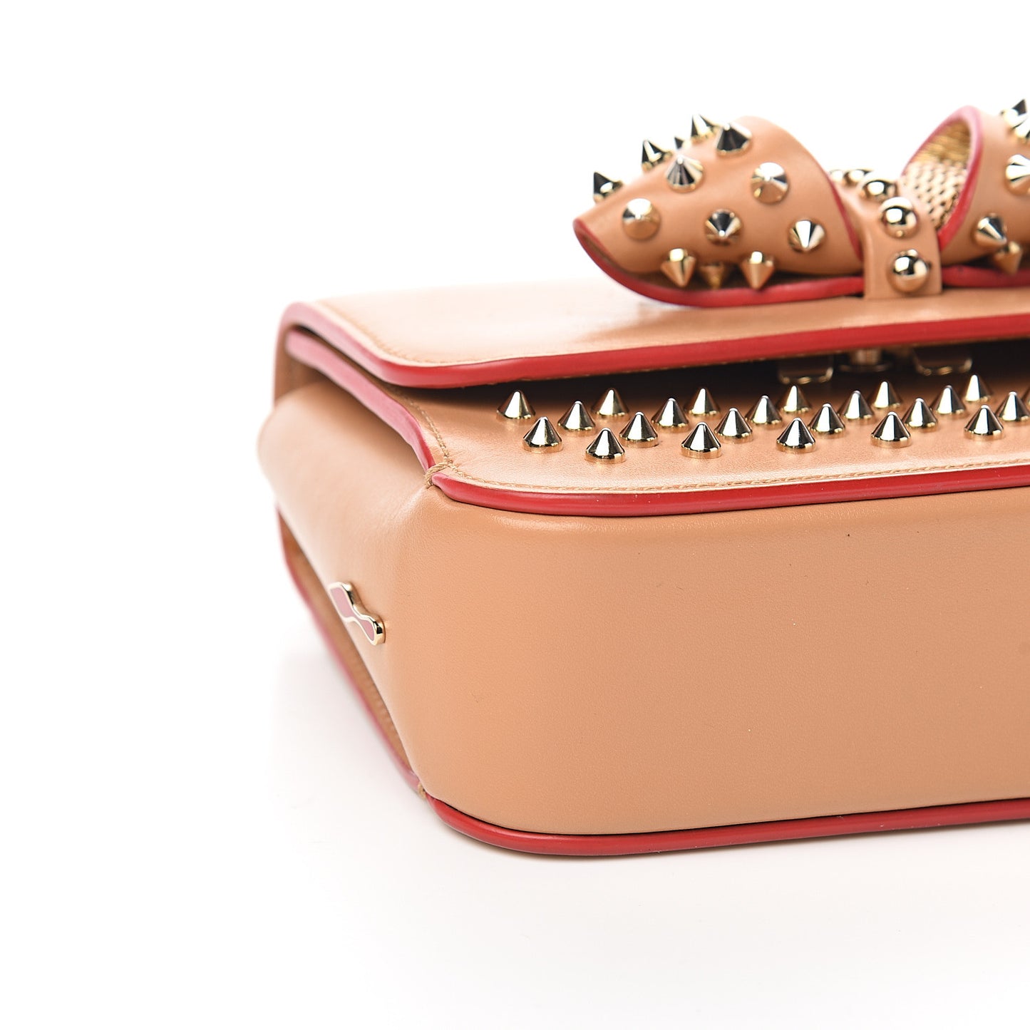 Calfskin Spikes Baby Sweet Charity Shoulder Bag Biscuit