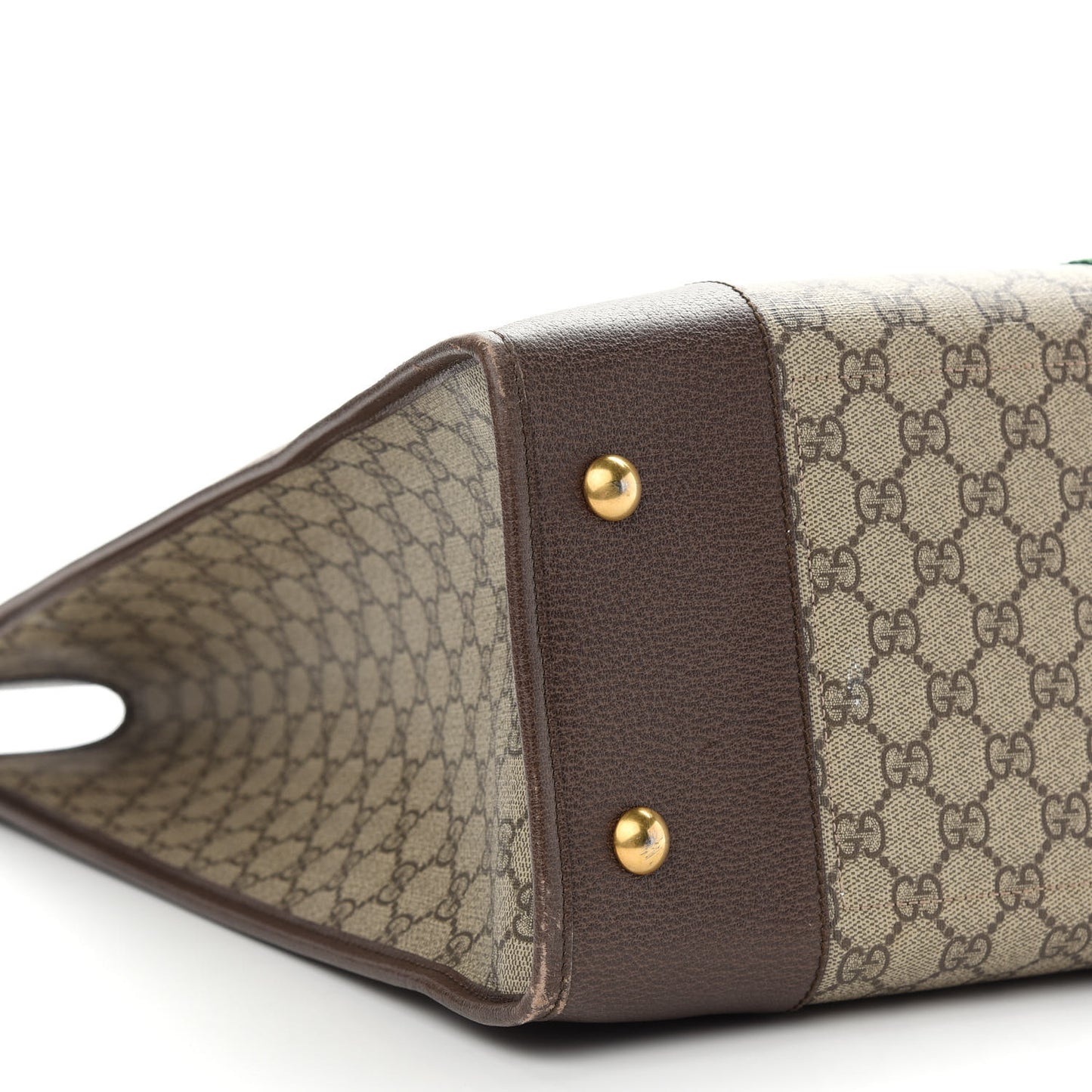 GG Supreme Monogram Textured Calfskin Web Medium Ophidia Slip Handle Tote Beige Ebony New Acero