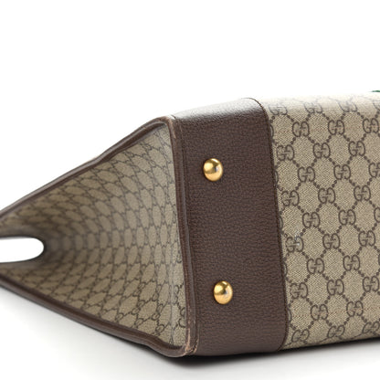 Gucci GG Supreme Monogram Textured Calfskin Web Medium Ophidia Slip Handle Tote Beige Ebony New Acero 8 of 10