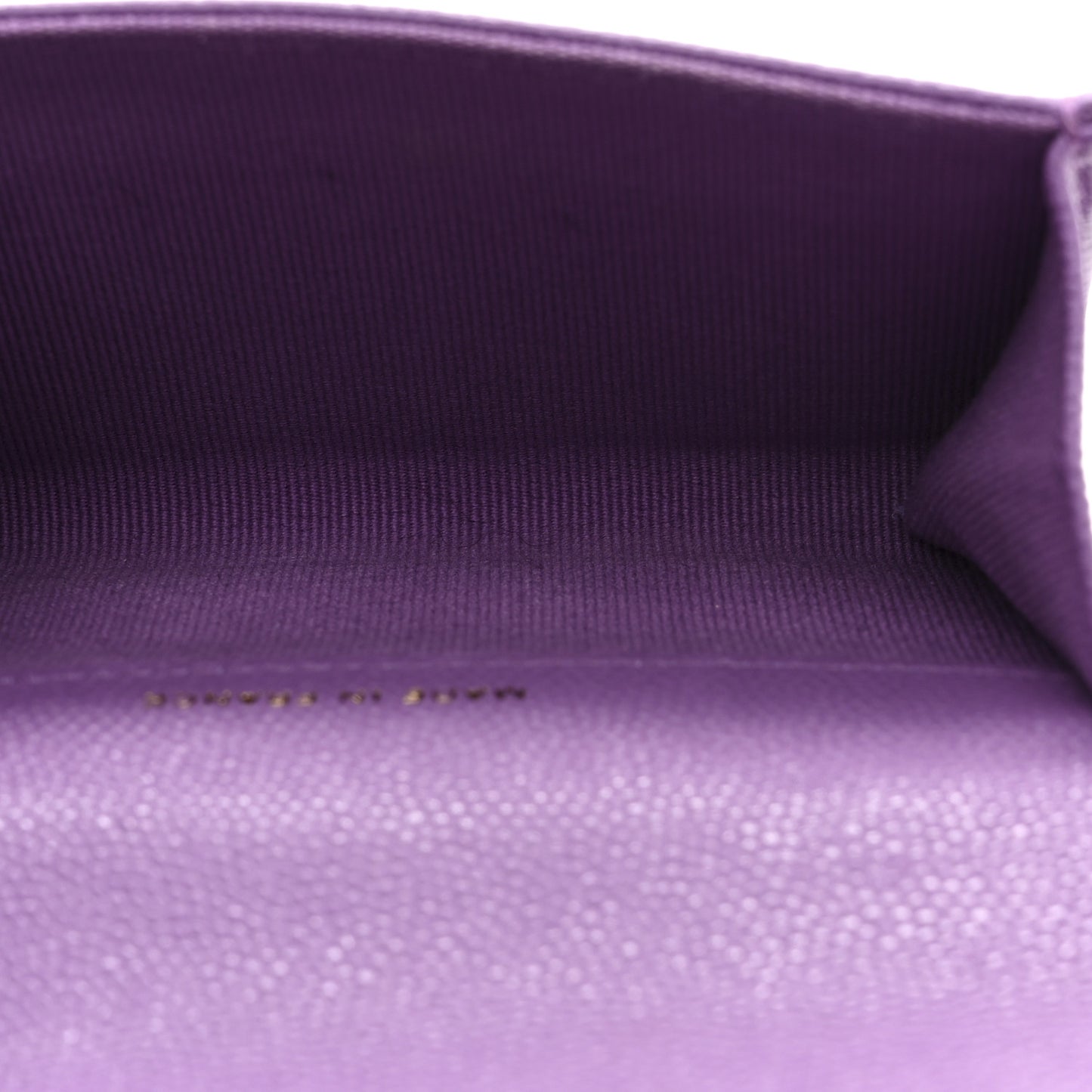 Caviar Quilted Flap Card Holder Wallet Purple