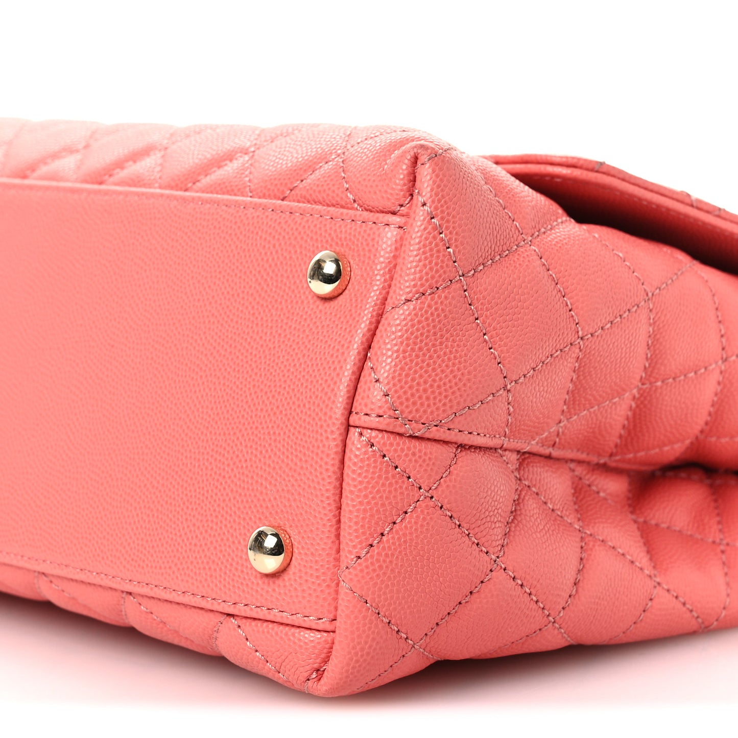 Caviar Quilted Small Coco Handle Flap Coral