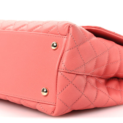 Chanel Caviar Quilted Small Coco Handle Flap Coral 10 of 17