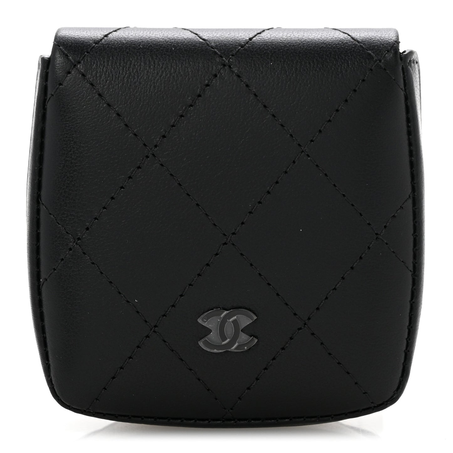Goatskin Quilted Square Pouch Coin Purse So Black