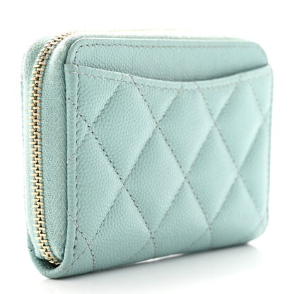 Chanel Caviar Quilted Zip Coin Purse Light Blue 3 of 9