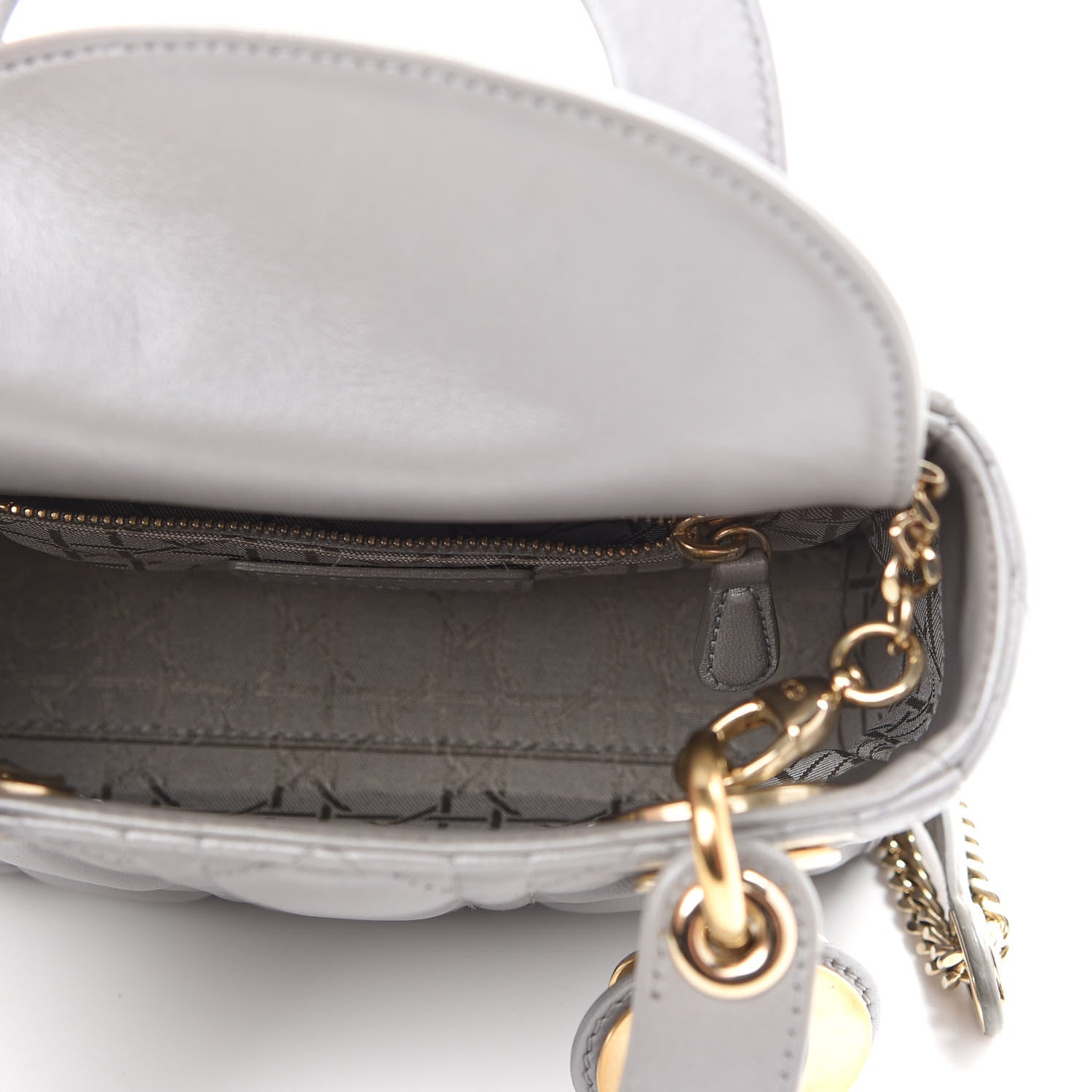 Christian Dior Metallic Lambskin Cannage Mini Lady Dior Grey 5 of 9