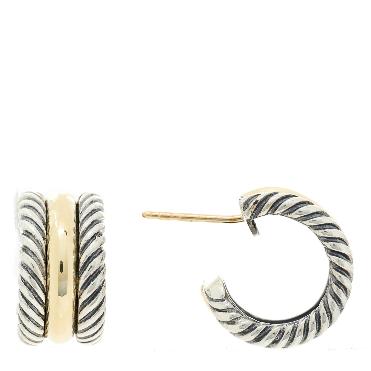 Sterling Silver 14K Yellow Gold 16mm Cable Classics Hoop Earrings