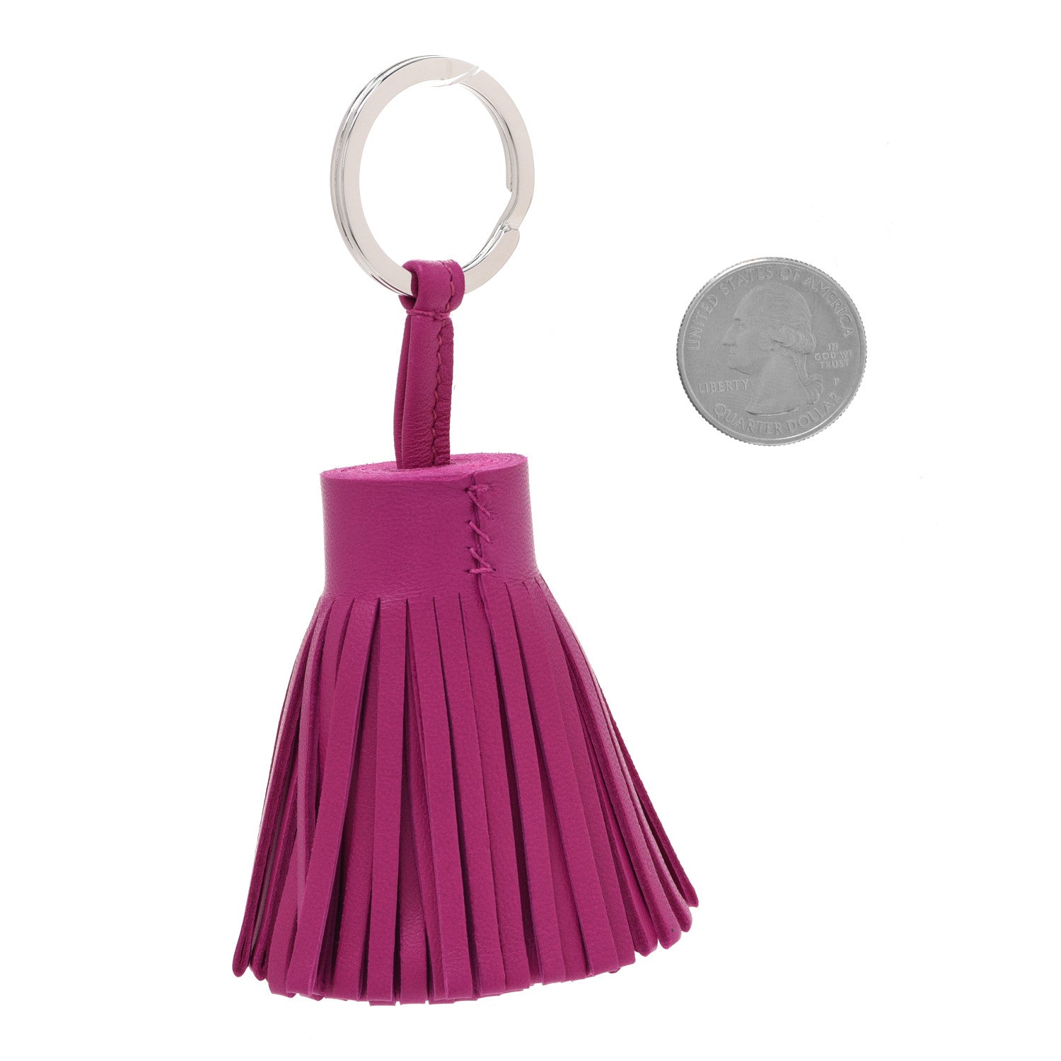 Hermes Lambskin Carmen Tassel Key Holder Rose Pourpre 2 of 4