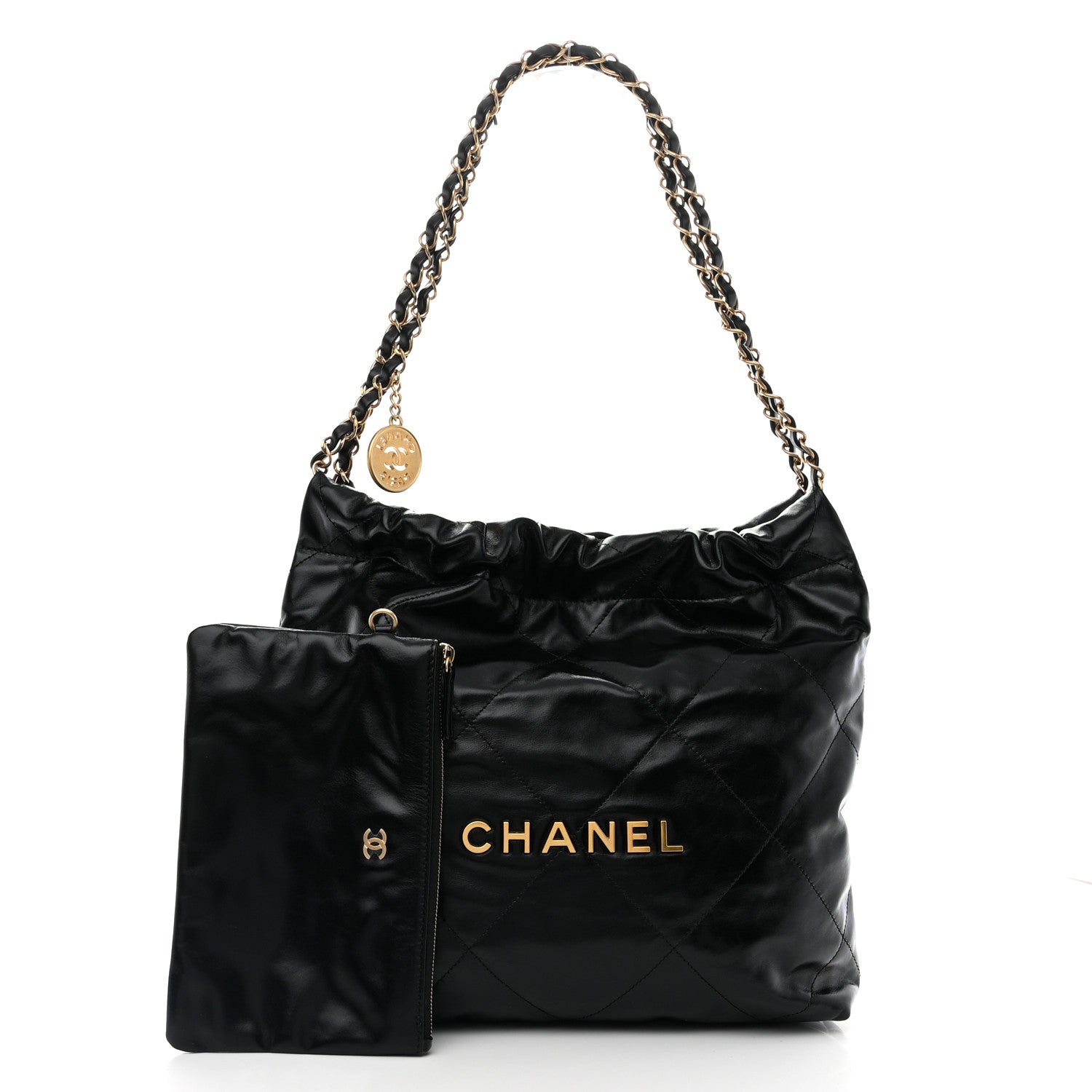 Chanel Shiny Calfskin Quilted Small Chanel 22 Black 2 of 12