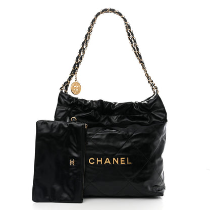 Chanel Shiny Calfskin Quilted Small Chanel 22 Black 2 of 12