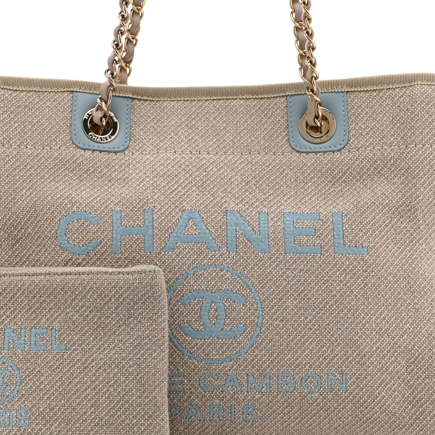 Chanel Mixed Fibers Calfskin Small Deauville Tote Grey Light Blue 6 of 11
