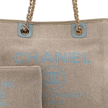 Chanel Mixed Fibers Calfskin Small Deauville Tote Grey Light Blue 6 of 11