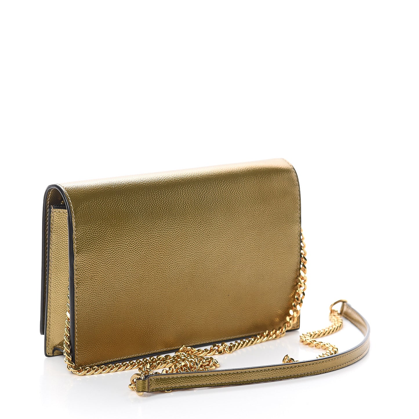 Metallic Grain De Poudre Kate Monogram Tassel Chain Wallet Gold