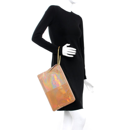 Lanvin Laminated Holographic Python Zipped Clutch Rose 2 of 7