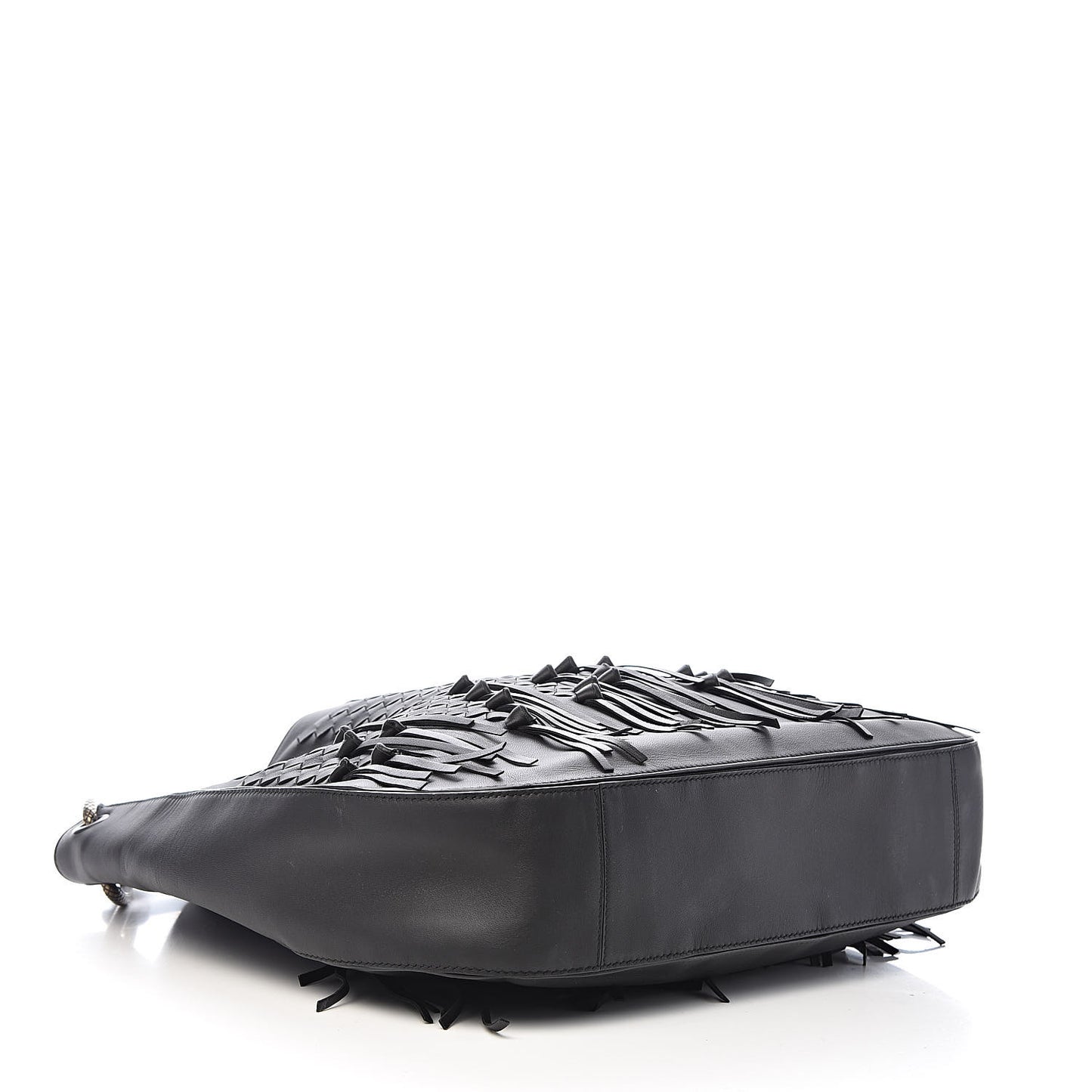 Nappa Intrecciato Fringe Large Brio Loop Hobo Black