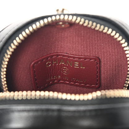 Chanel Lambskin Quilted CC In Love Heart Coin Purse With Chain Black 6 of 9
