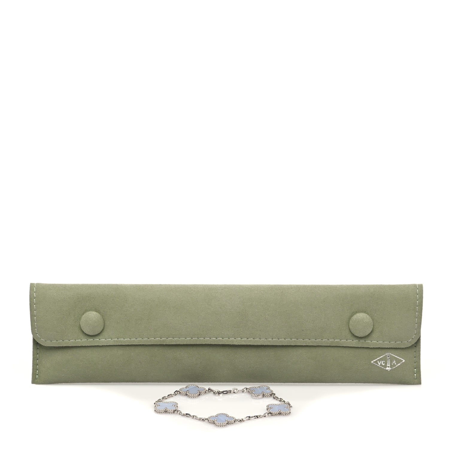 Van Cleef & Arpels 18K White Gold Chalcedony 5 Motifs Vintage Alhambra Bracelet 7 of 7