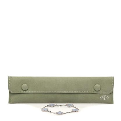 Van Cleef & Arpels 18K White Gold Chalcedony 5 Motifs Vintage Alhambra Bracelet 7 of 7