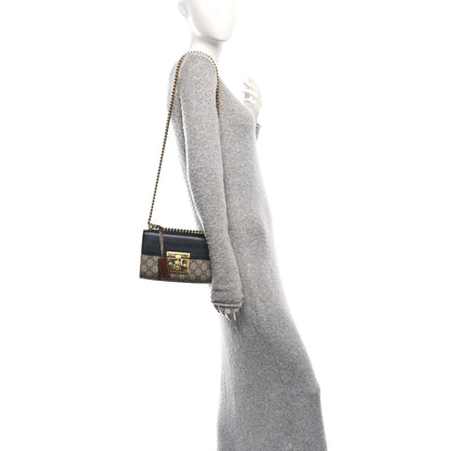 Gucci GG Supreme Monogram Calfskin Small Padlock Shoulder Bag Beige Black Cuir 2 of 10