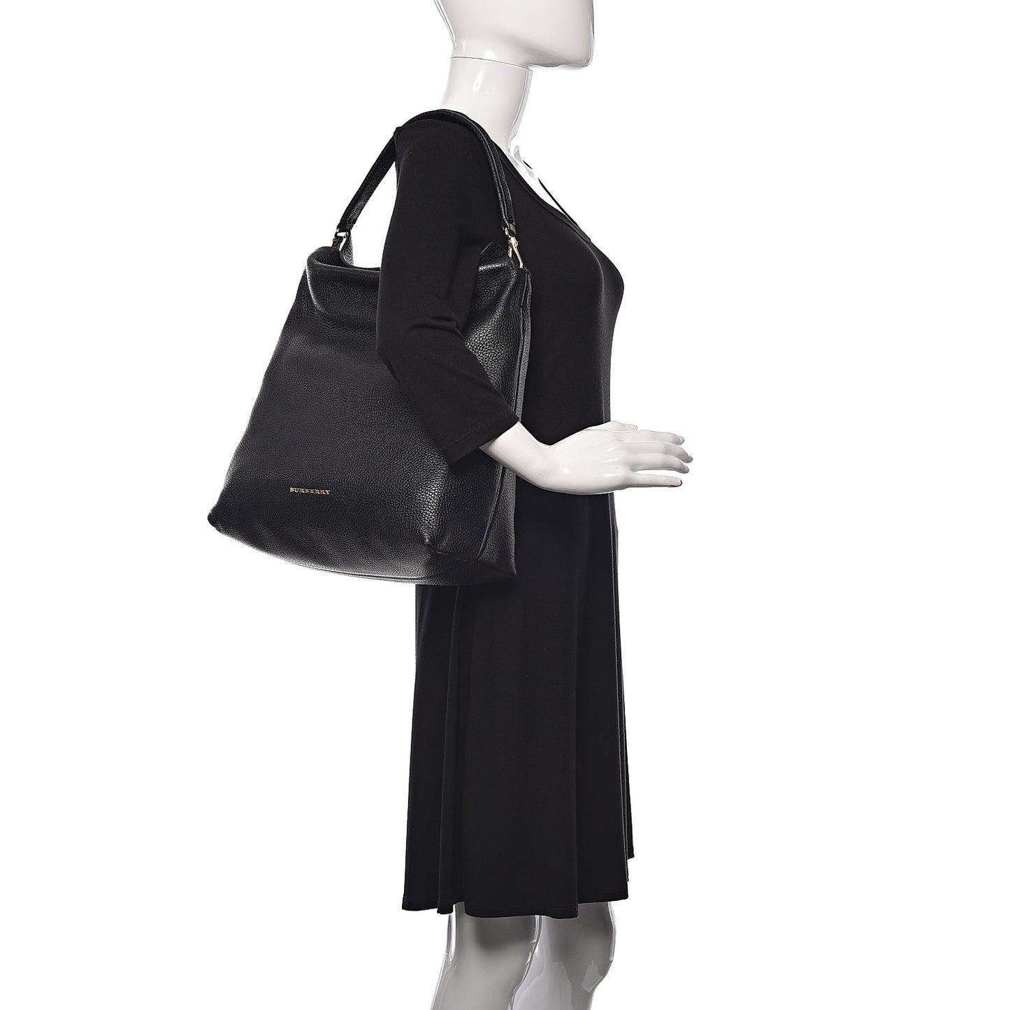 London Grainy Calfskin Medium Cale Hobo Black