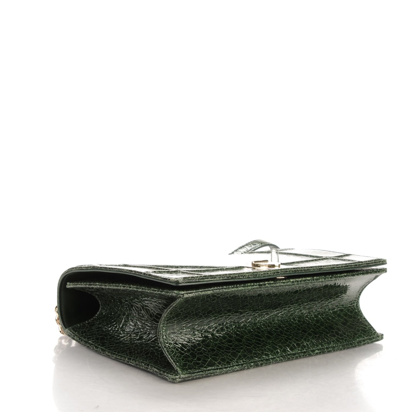 Ceramic Effect Deerskin Large Diorama Flap Bag Malachite Green