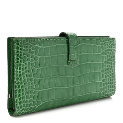 Hermes Shiny Alligator Bearn Wallet Cactus 3 of 10