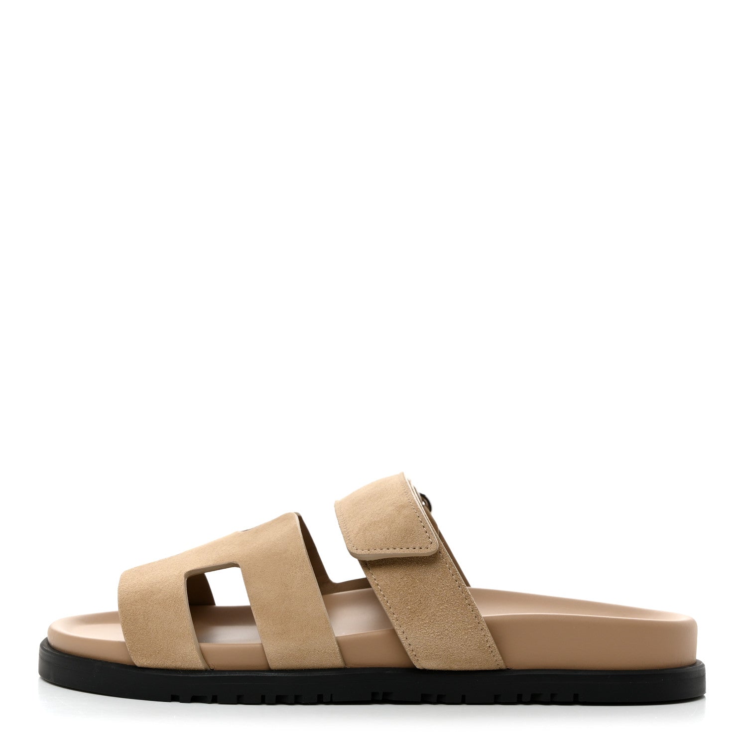 Hermes Suede Goatskin Womens Chypre Sandals 38.5 Beige Argile 1 of 9