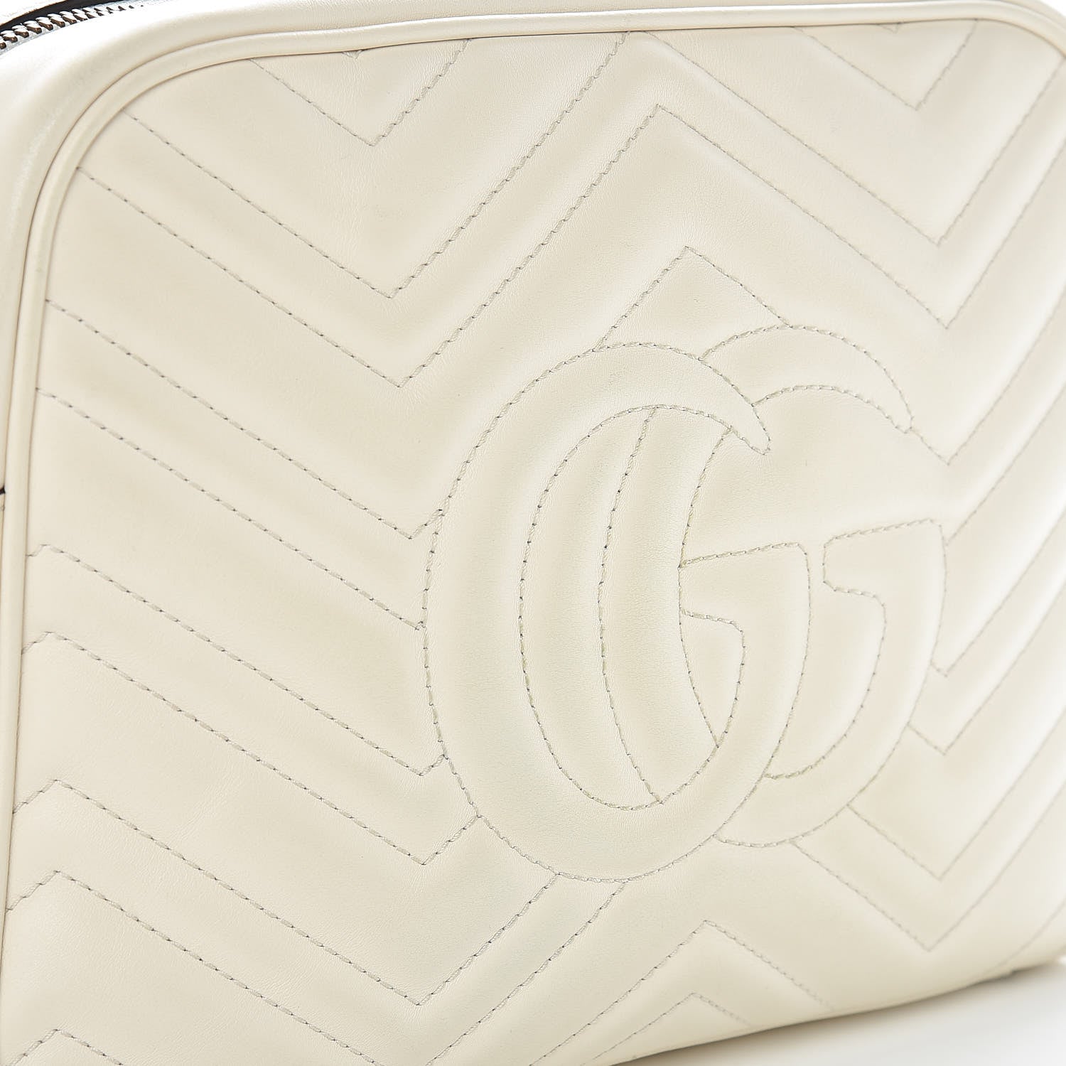 Gucci Calfskin Matelasse Medium GG Marmont Chain Shoulder Bag Mystic White 12 of 16