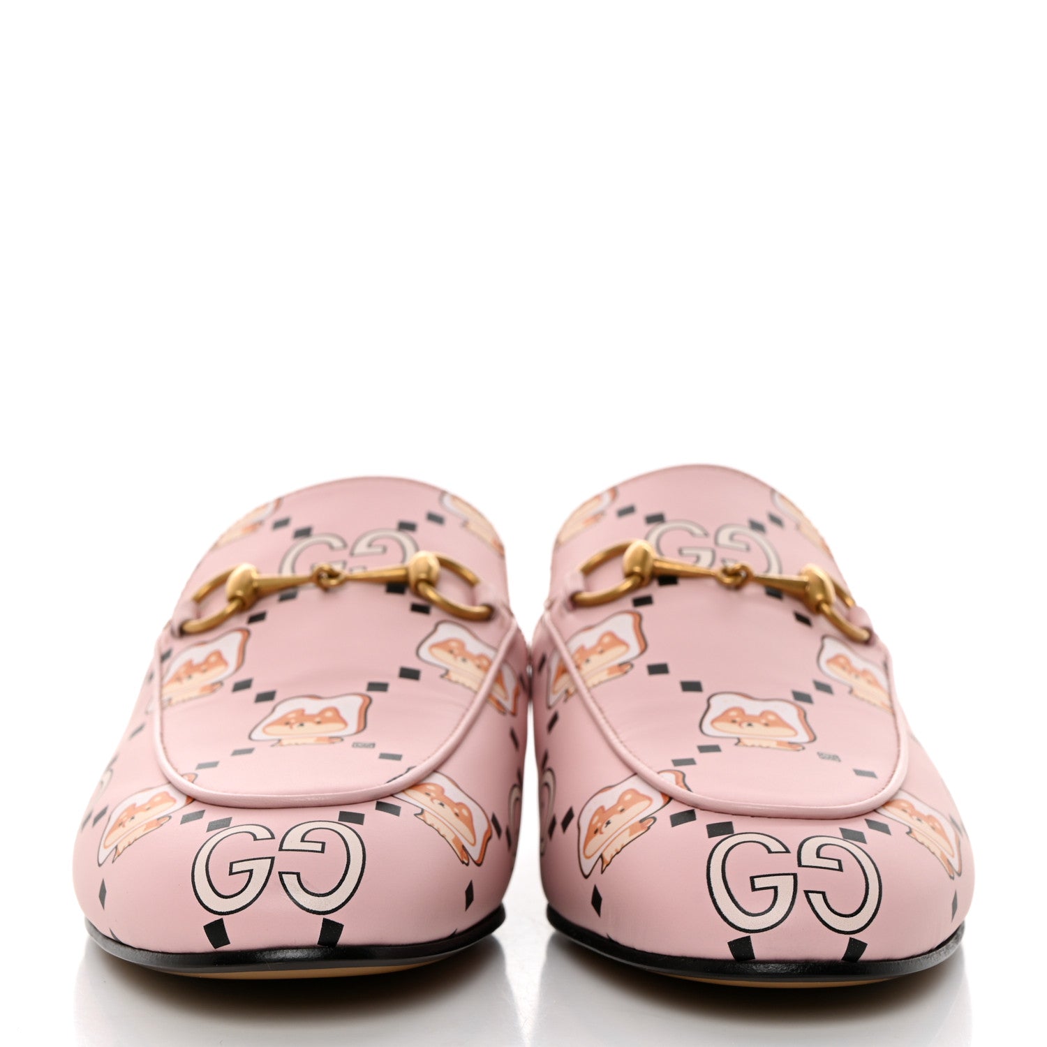 Gucci X PIKARAR Calfskin Monogram Print Womens Princetown Slippers 38 Pink Multicolor 2 of 9