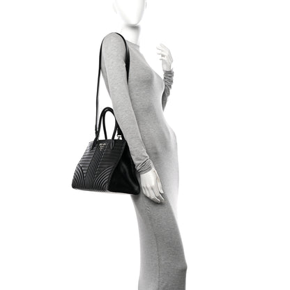Prada Soft Calfskin Impunture Diagramme Tote Black 2 of 11