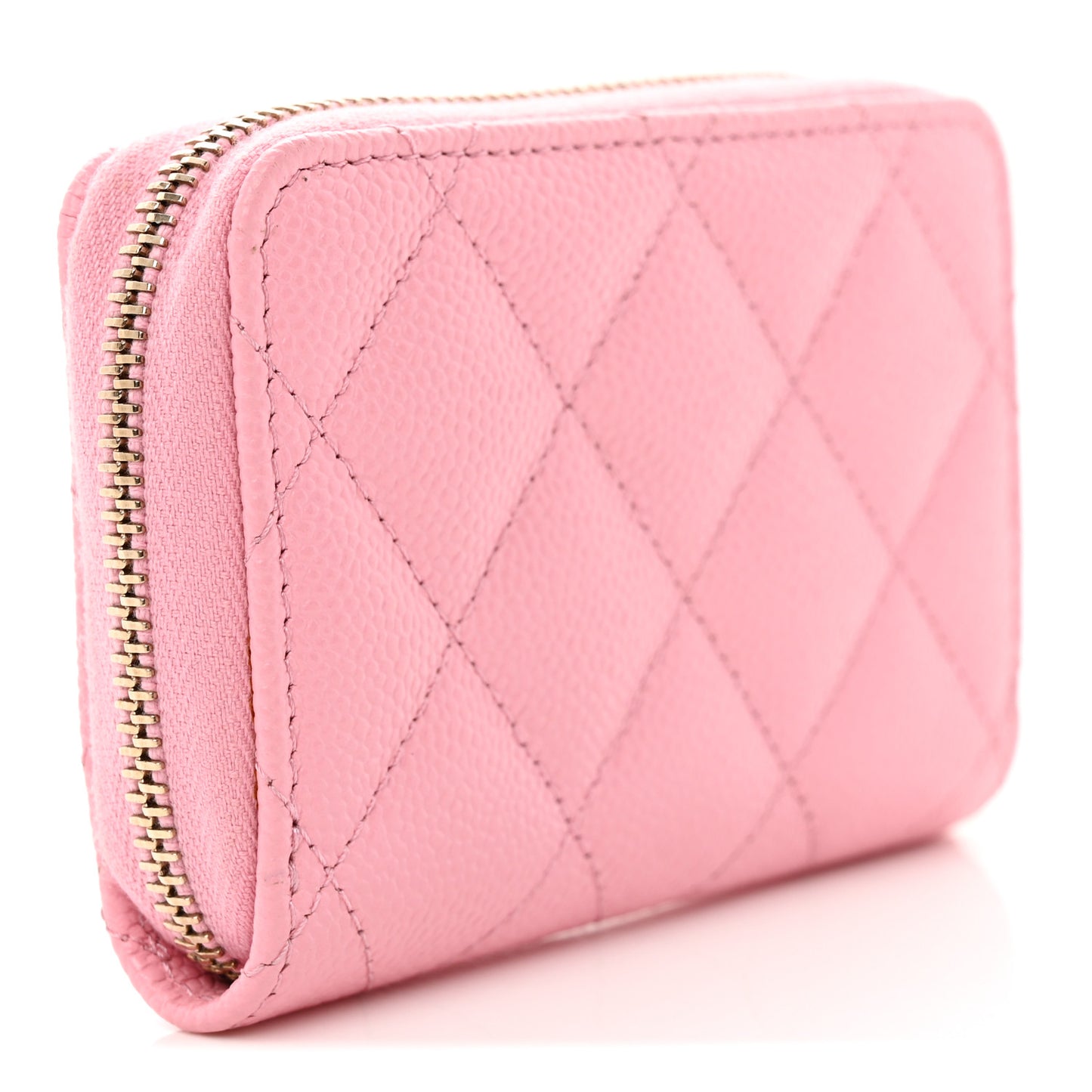 Caviar Quilted Multi Chain Zip Coin Purse Light Pink