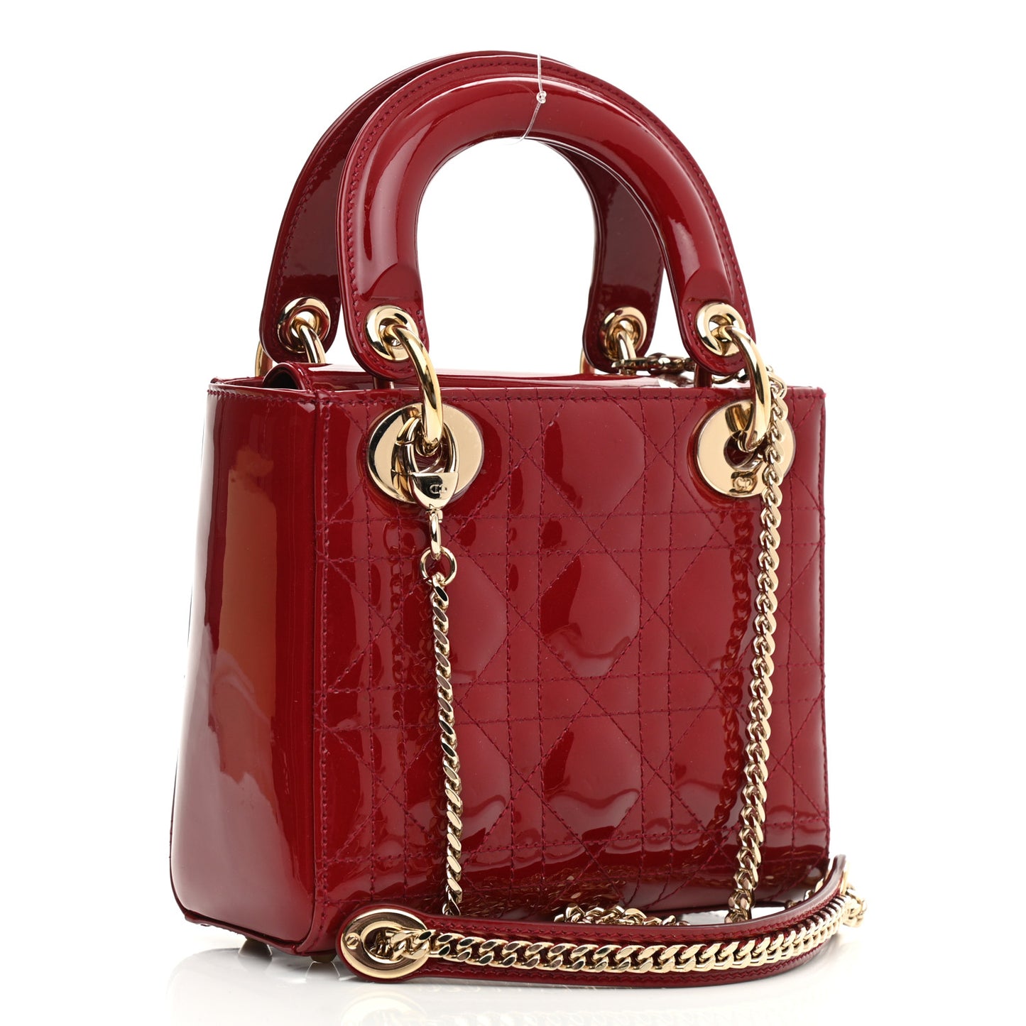 Patent Cannage Mini Lady Dior Red