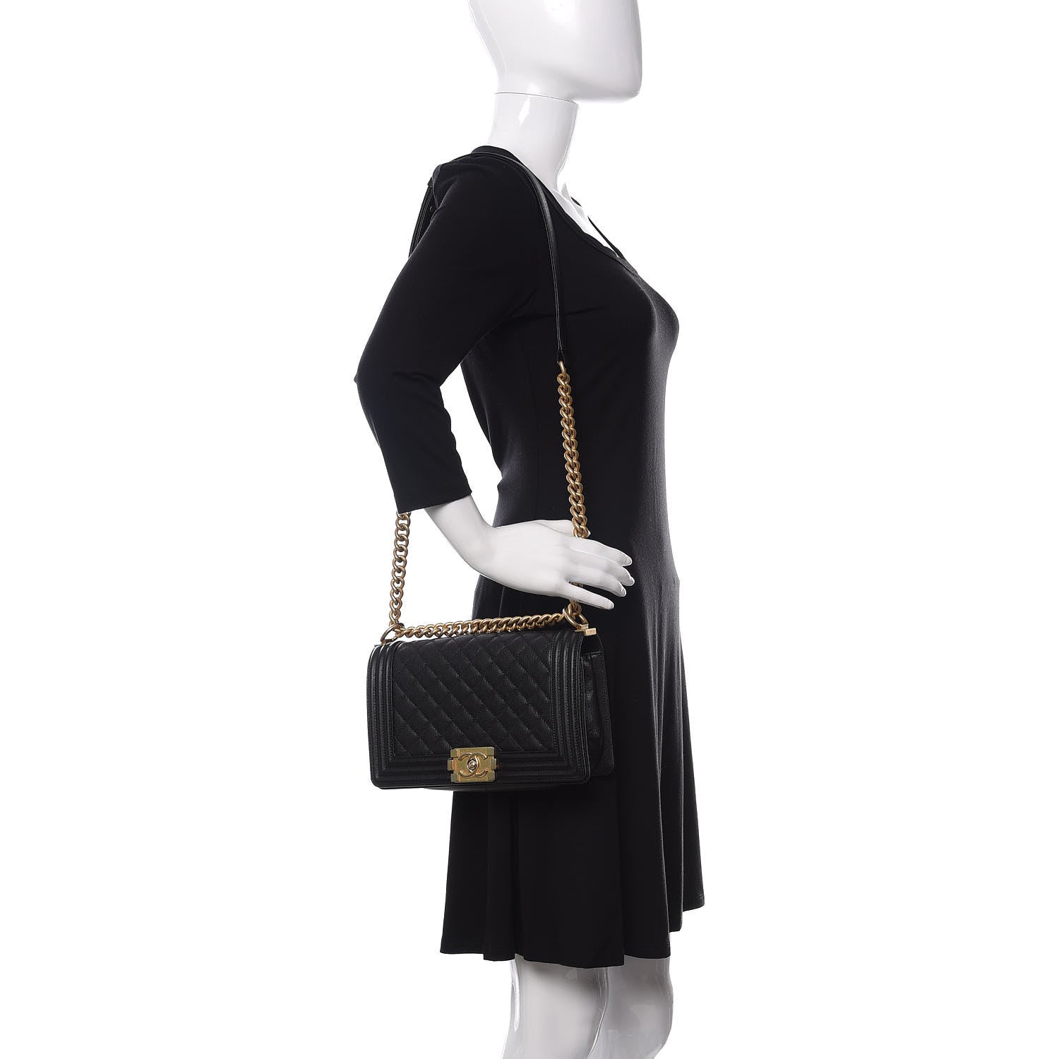 Chanel Caviar Quilted Medium Boy Flap Black 2 of 14
