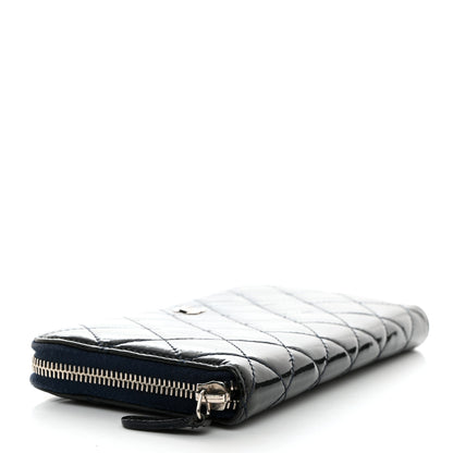 Chanel Patent Quilted Zip Around Wallet Blue 4 of 8