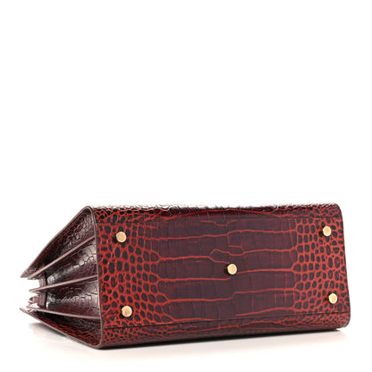 Saint Laurent Calfskin Crocodile Embossed Small Sac de Jour Dark Blood 4 of 9