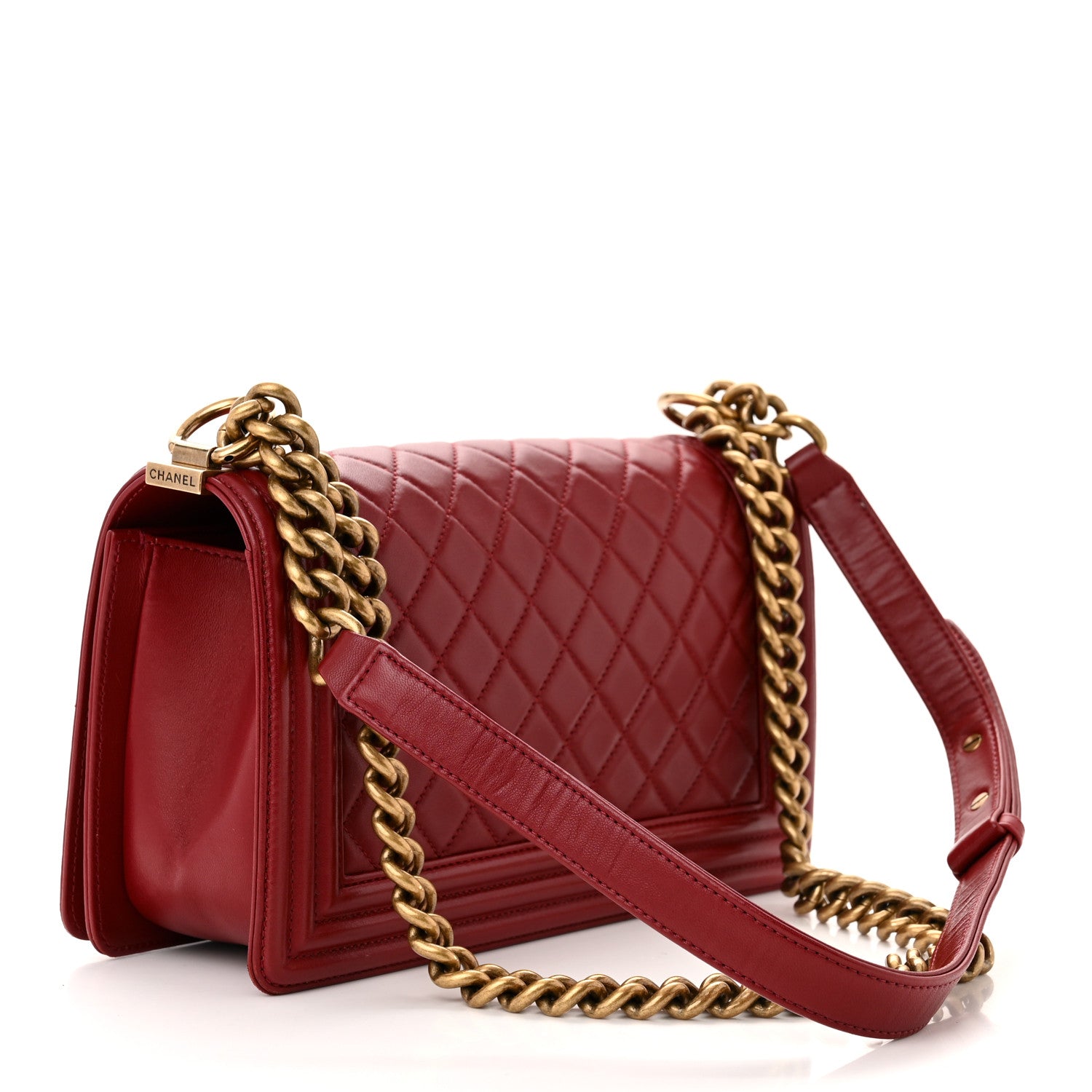 Chanel Lambskin Quilted Medium Boy Flap Dark Red 3 of 11