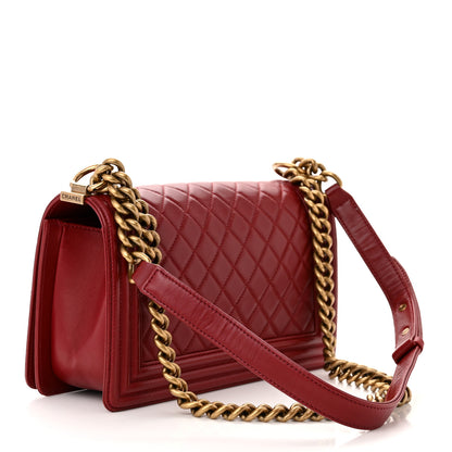 Chanel Lambskin Quilted Medium Boy Flap Dark Red 3 of 11