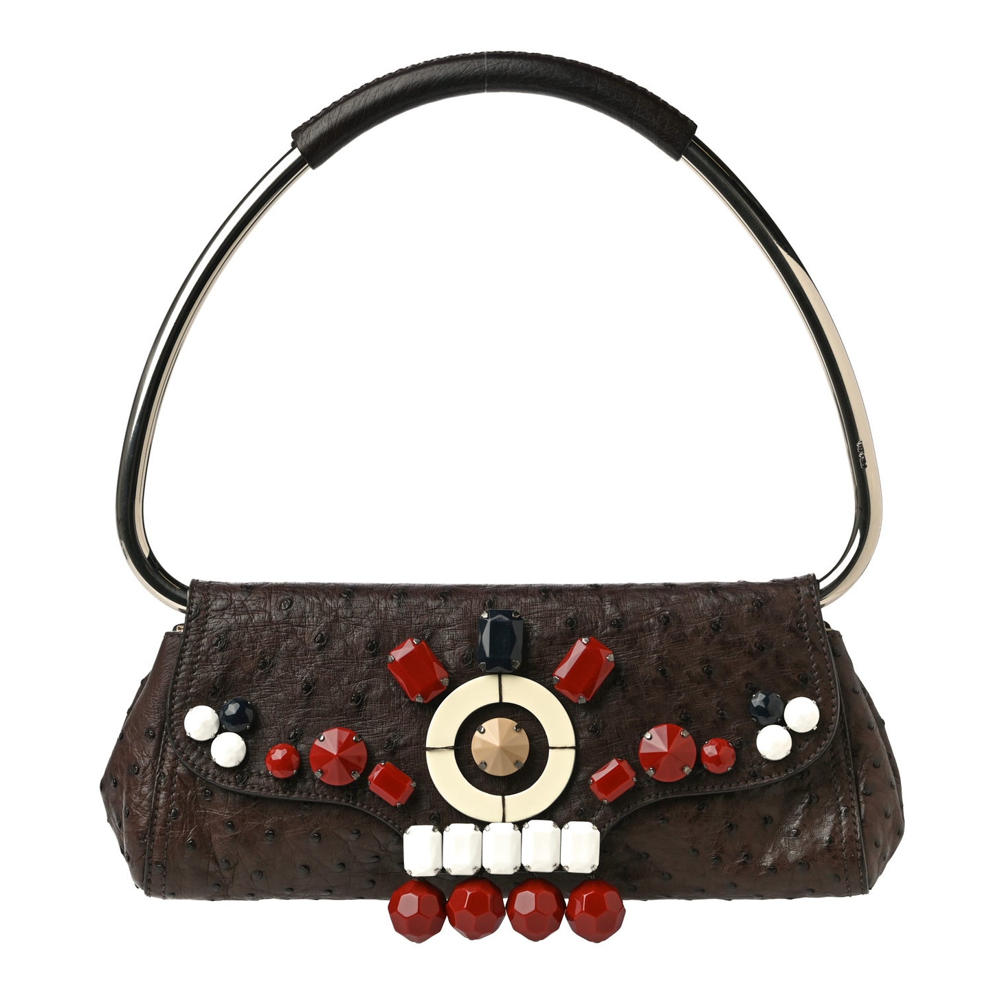 Ostrich Beaded Bag Brown