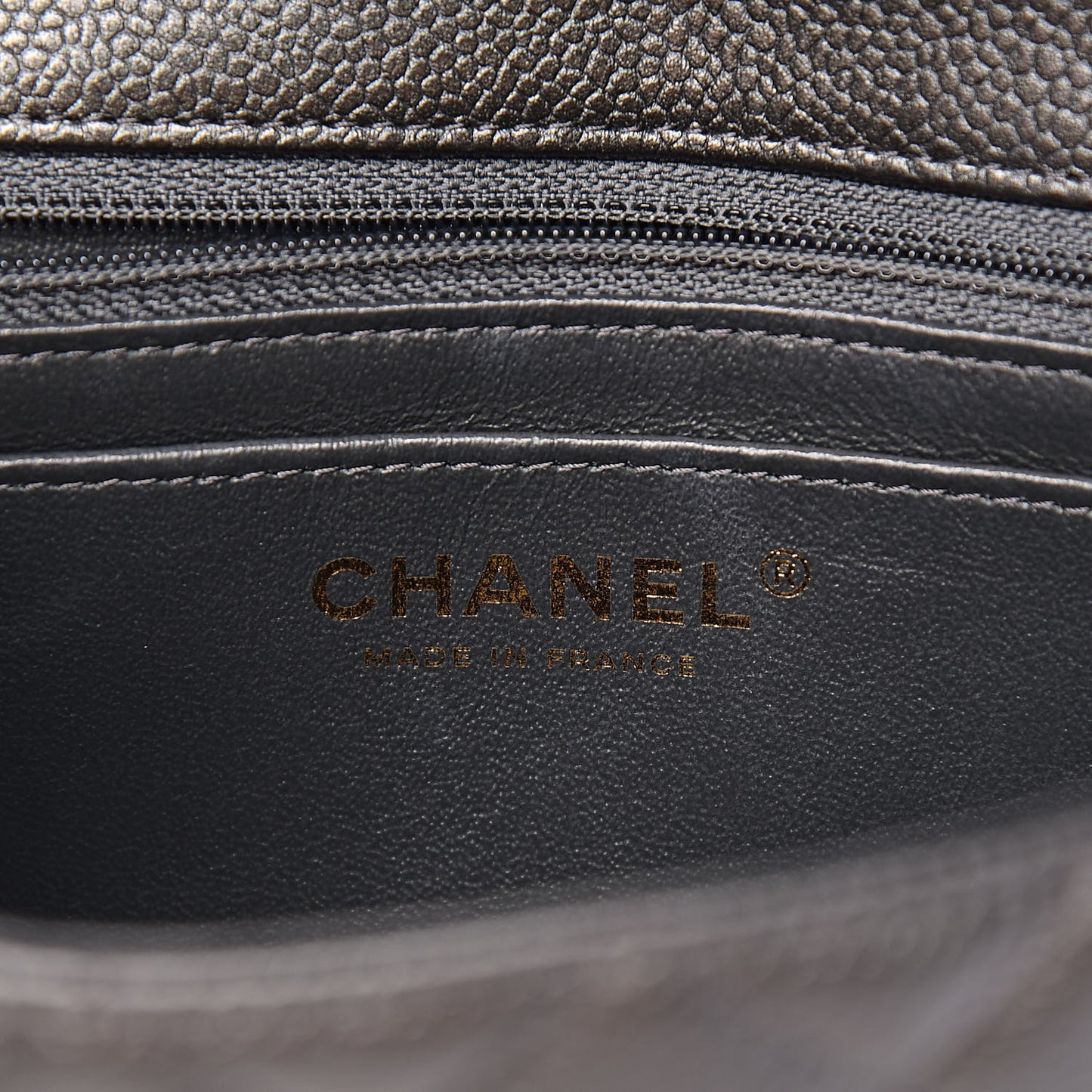 Caviar Quilted Mini Rectangular Flap Dark Grey