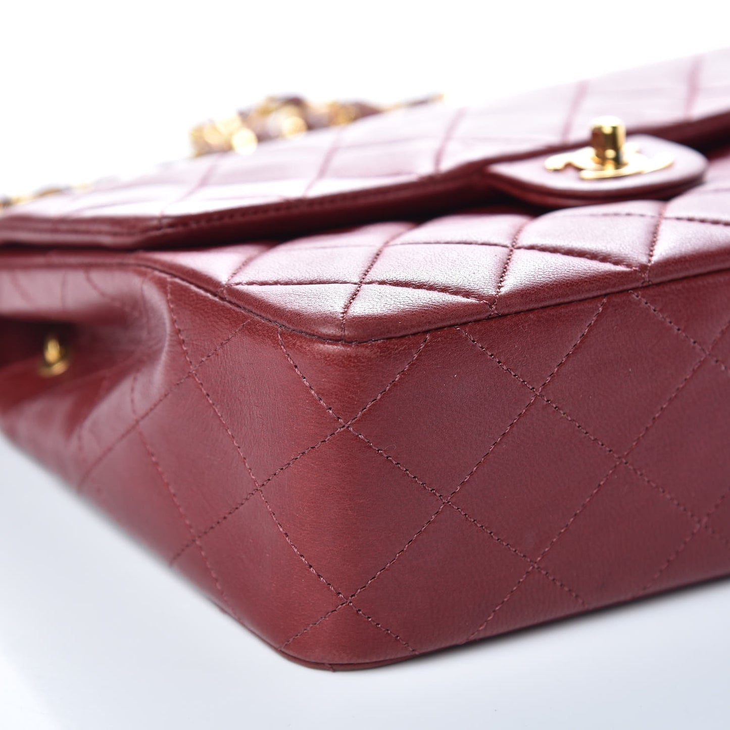 Lambskin Quilted Mini Square Flap Bordeaux