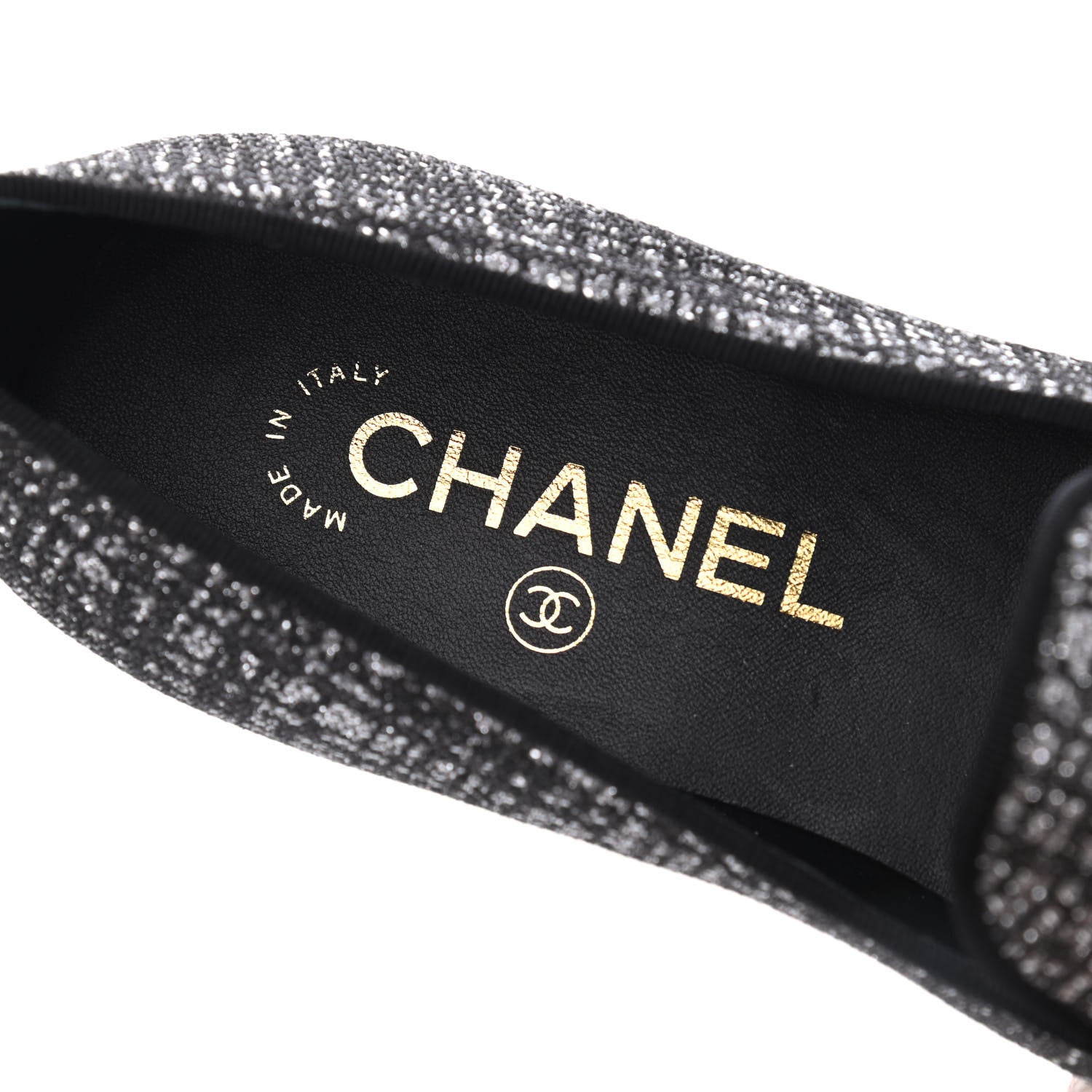 Chanel Fantasy Tweed CC Mocassin Loafers 35 Silver 6 of 13