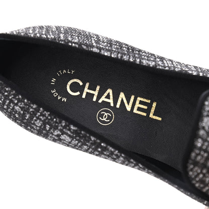 Chanel Fantasy Tweed CC Mocassin Loafers 35 Silver 6 of 13
