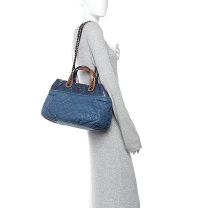 Chanel Iridescent Calfskin Quilted Large In The Mix Tote Navy 2 of 13
