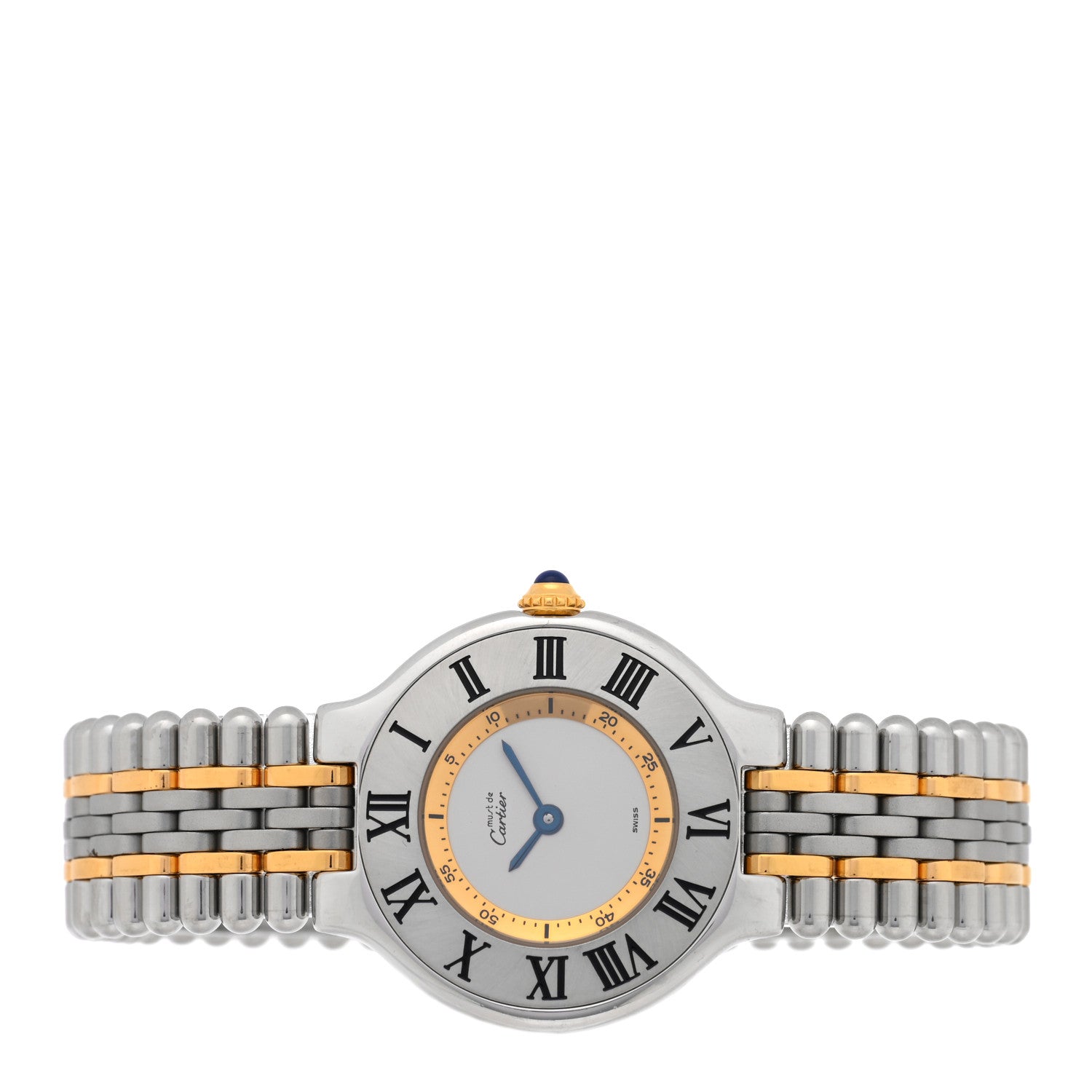 Cartier Stainless Steel 18K Yellow Gold 28mm Must De 21 Bullet