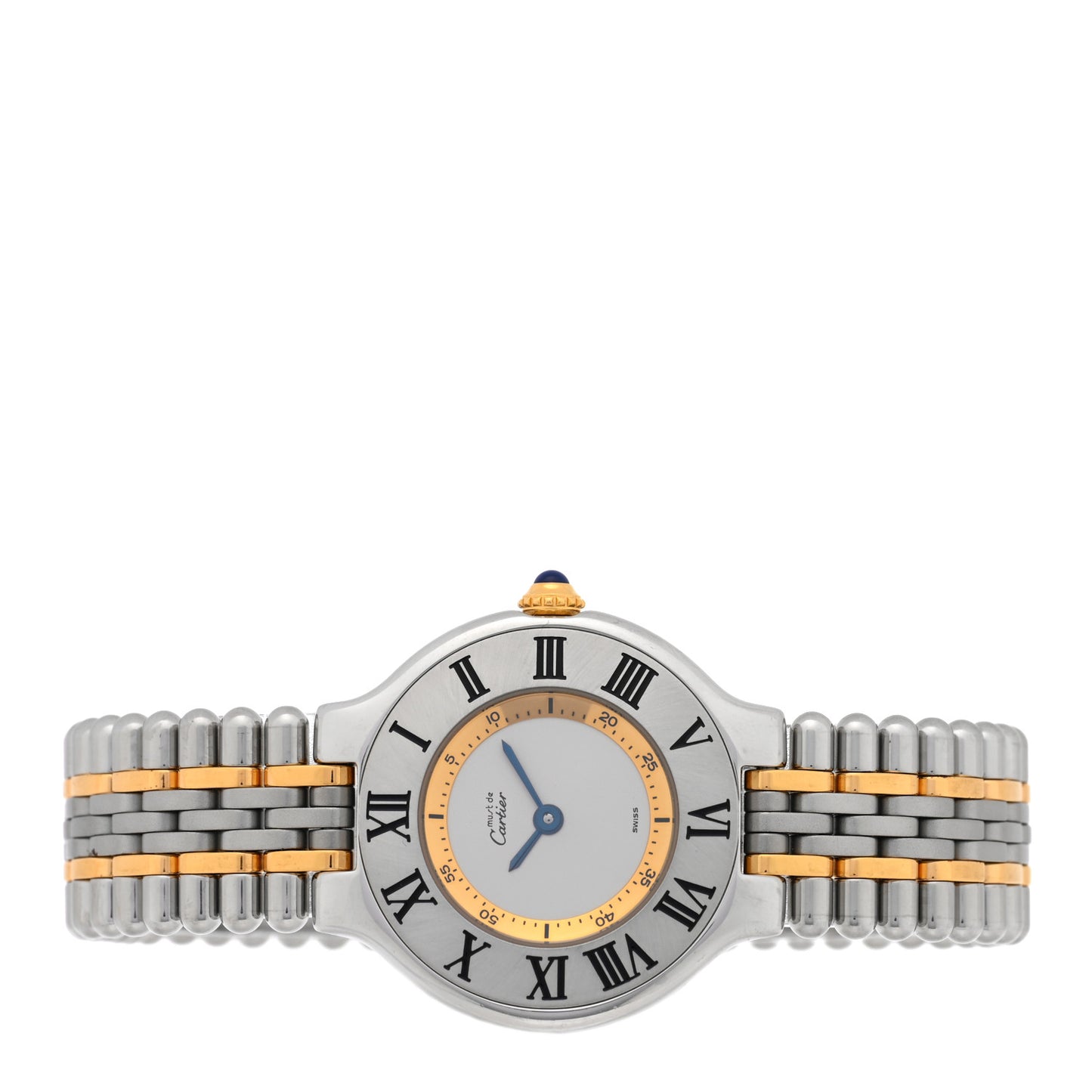 Stainless Steel 18K Yellow Gold 28mm Must De 21 Bullet Link Quartz Watch