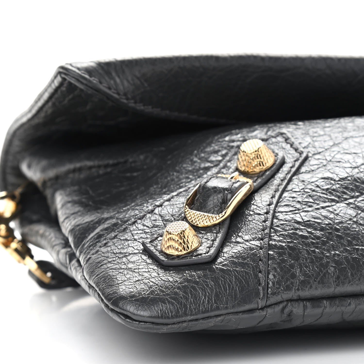 Balenciaga Agneau Giant 12 Gold Hardware Envelope Strap Clutch Gris Fossile 9 of 10