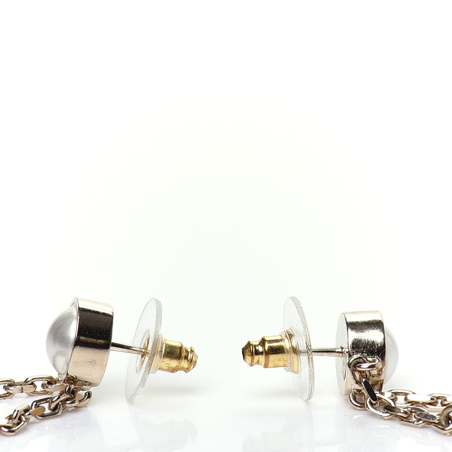 Chanel Crystal Pearl CC Drop Earrings Gold 3 of 5