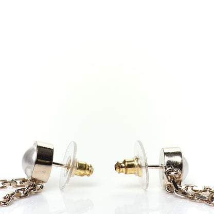 Chanel Crystal Pearl CC Drop Earrings Gold 3 of 5